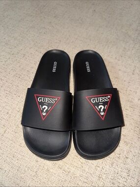 GUESS Black Slide Sandals with Logo